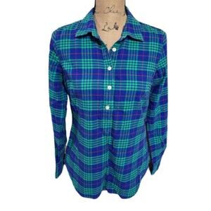 VINEYARD VINES Green and Blue Plaid Flannel Button Down Shirt Size 4